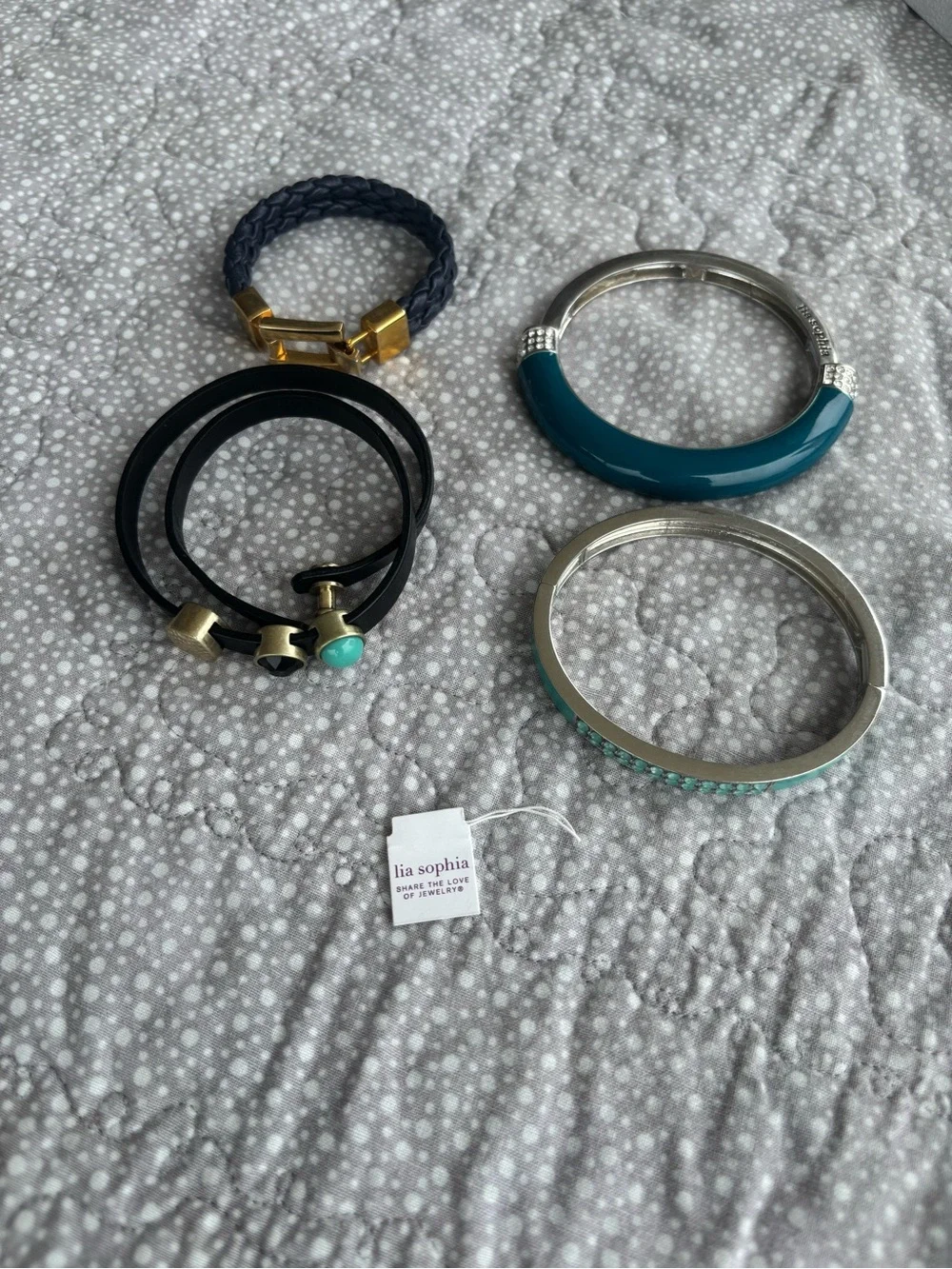 lia sophia Teal and Black Mixed Bracelet